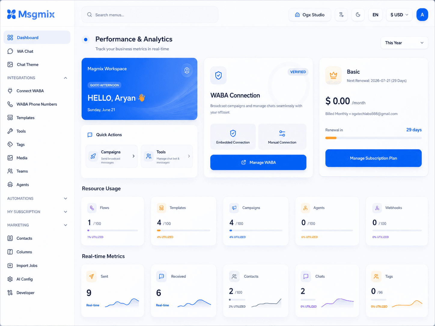 MsgMix — #1 AI-native WhatsApp CRM dashboard